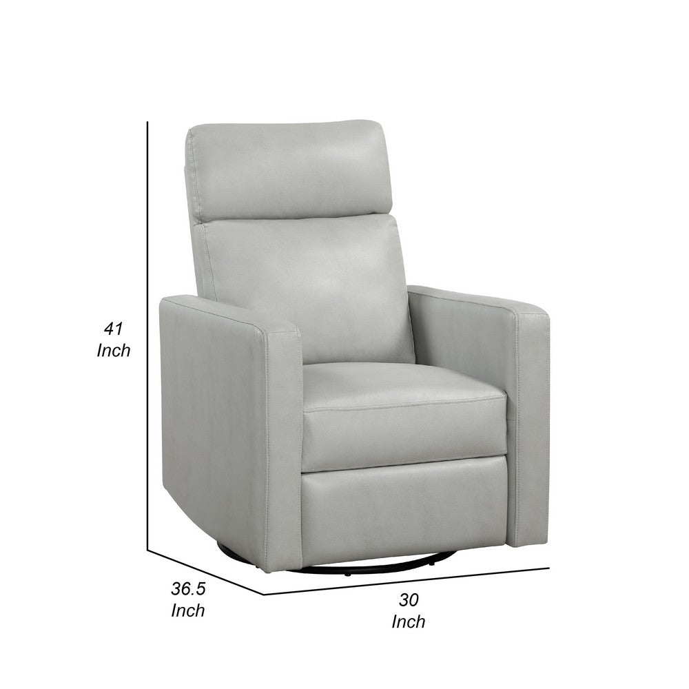 Yujo Recliner Chair, Manual, 30 Inch, Gray Faux Leather, 360 Swivel -BM336283