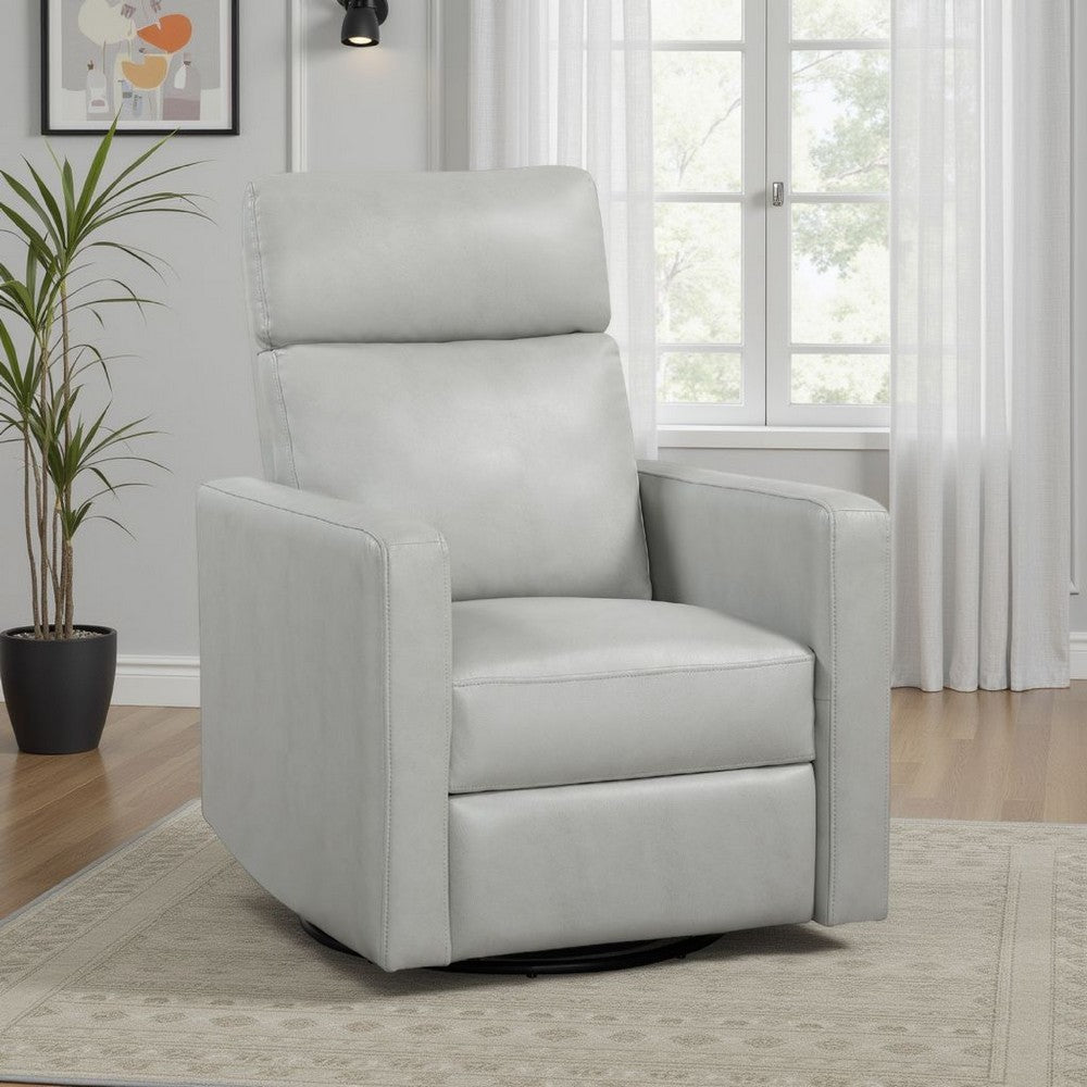 Yujo Recliner Chair, Manual, 30 Inch, Gray Faux Leather, 360 Swivel -BM336283