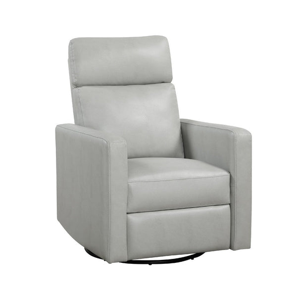 Yujo Recliner Chair, Manual, 30 Inch, Gray Faux Leather, 360 Swivel -BM336283
