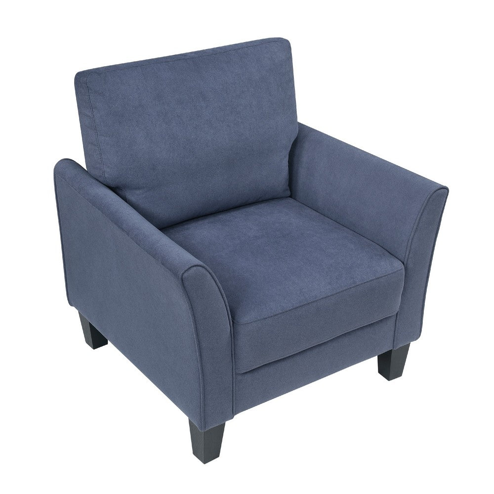Xumo Sofa Armchair, Blue 34 Inch, Black Tapered Wood Legs -BM336292
