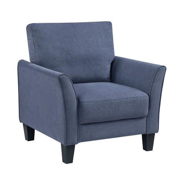 Xumo Sofa Armchair, Blue 34 Inch, Black Tapered Wood Legs -BM336292