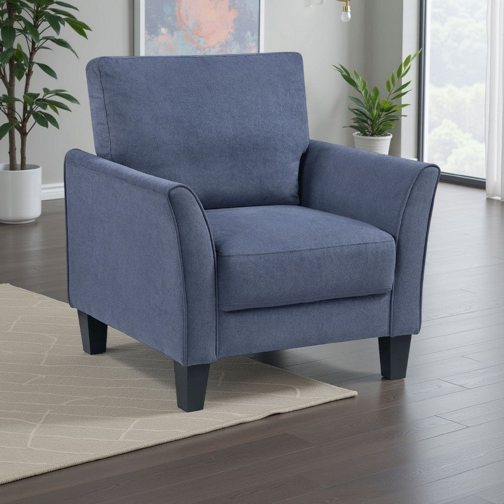 Xumo Sofa Armchair, Blue 34 Inch, Black Tapered Wood Legs -BM336292