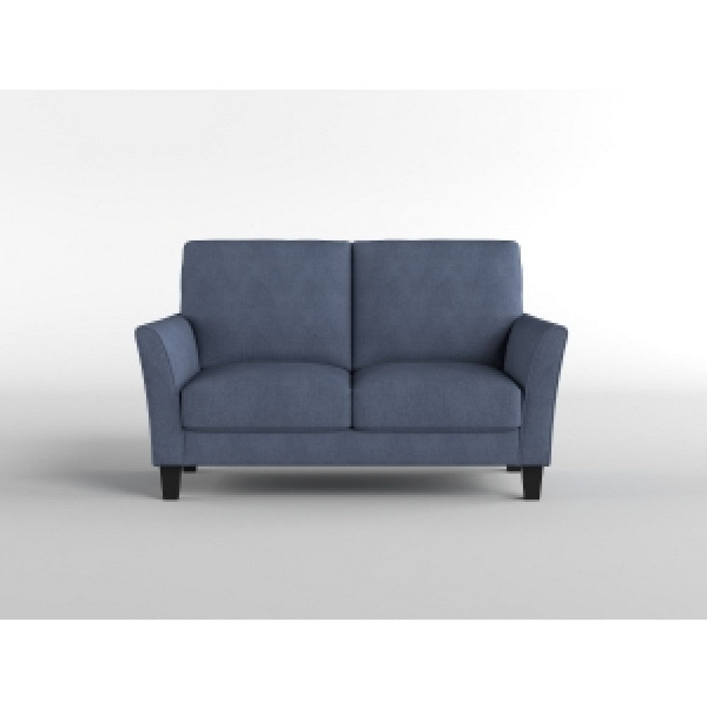 Xumo Loveseat, Blue Fabric, 56 Inch, Black Tapered Wood Legs -BM336293