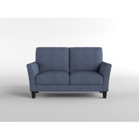 Xumo Loveseat, Blue Fabric, 56 Inch, Black Tapered Wood Legs -BM336293