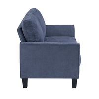 Xumo Loveseat, Blue Fabric, 56 Inch, Black Tapered Wood Legs -BM336293
