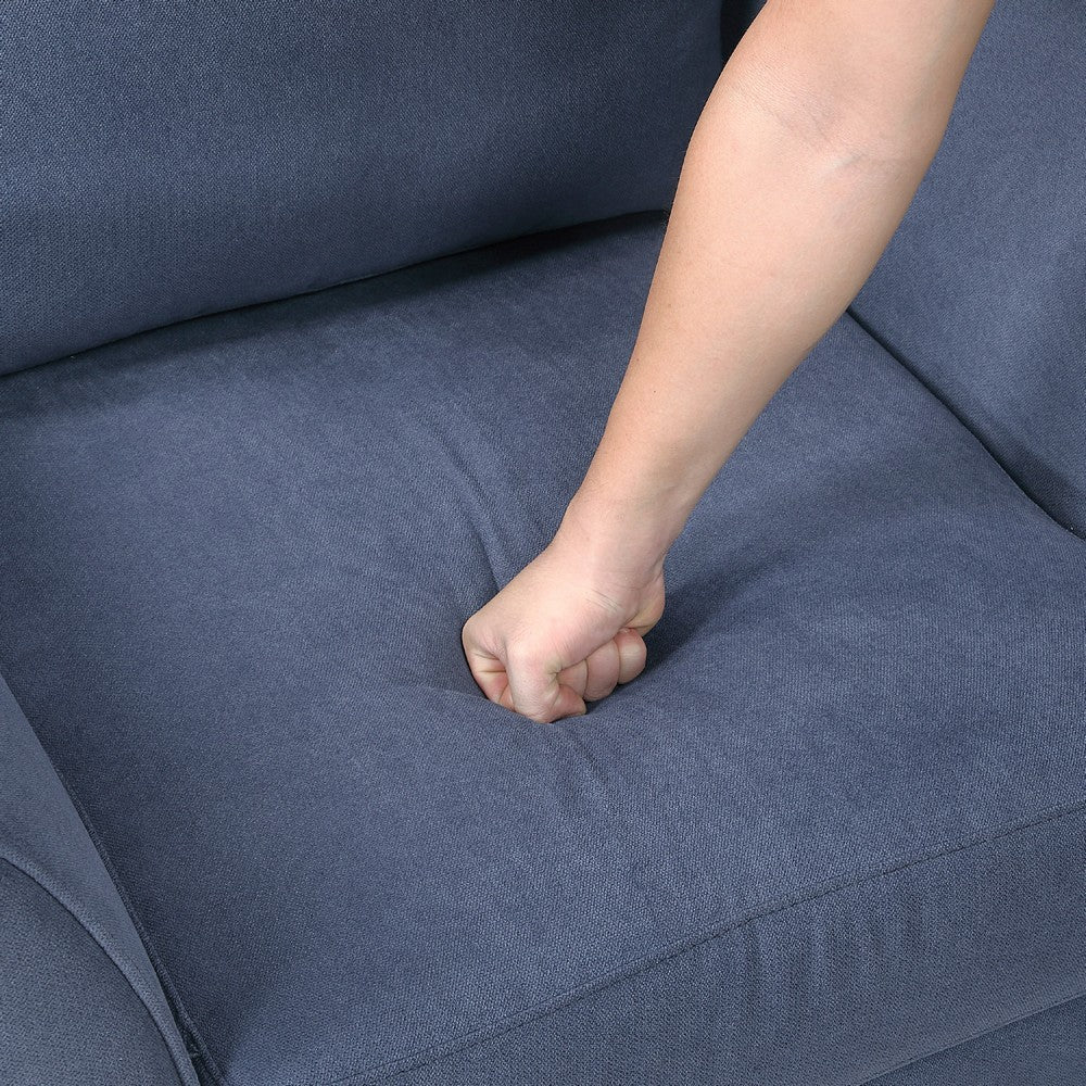 Xumo Loveseat, Blue Fabric, 56 Inch, Black Tapered Wood Legs -BM336293