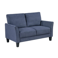 Xumo Loveseat, Blue Fabric, 56 Inch, Black Tapered Wood Legs -BM336293