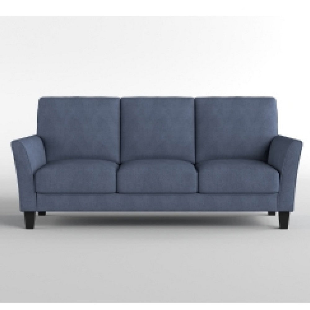 Xumo Sofa, Blue Fabric, 79 Inch, Black Tapered Wood Legs -BM336294
