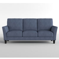Xumo Sofa, Blue Fabric, 79 Inch, Black Tapered Wood Legs -BM336294