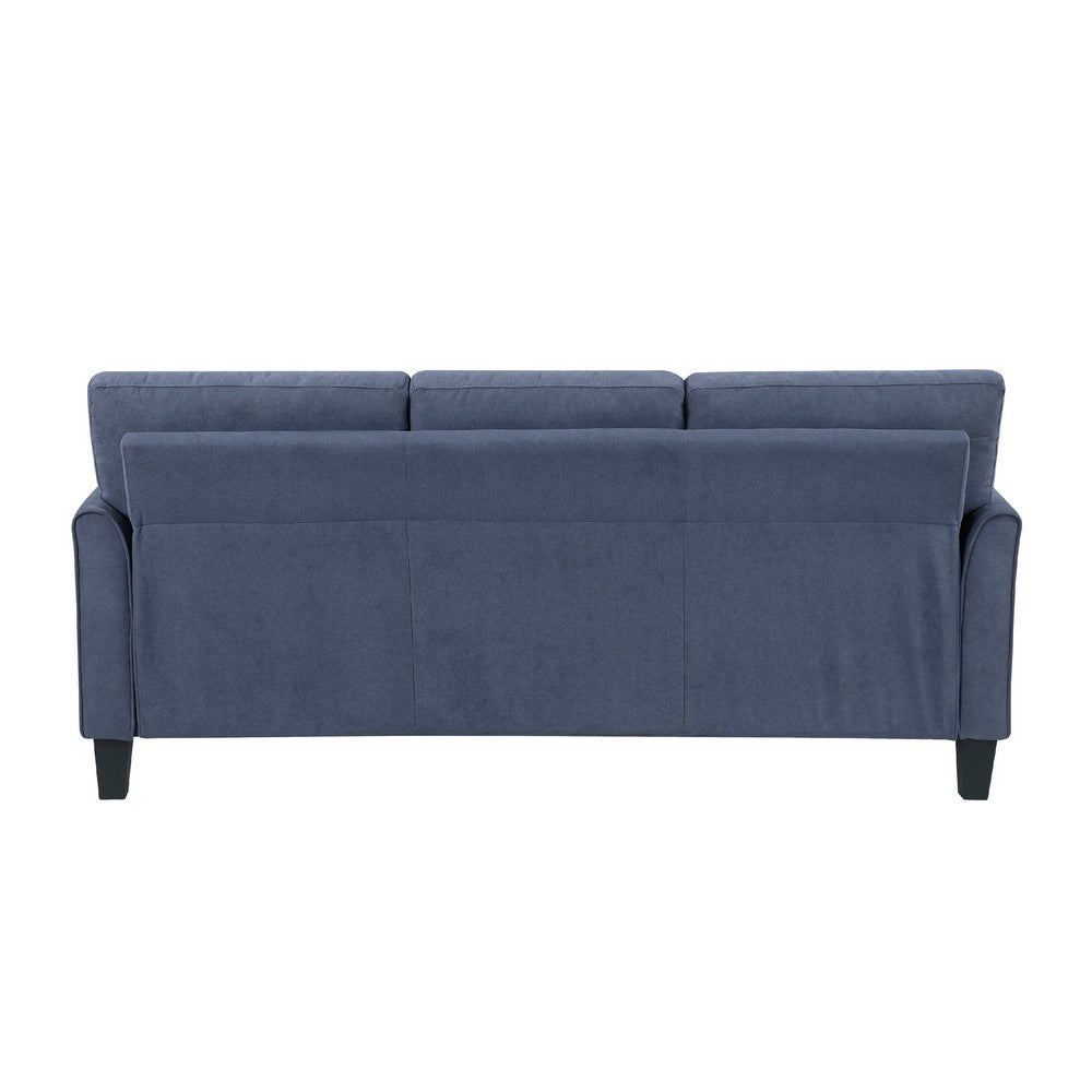 Xumo Sofa, Blue Fabric, 79 Inch, Black Tapered Wood Legs -BM336294