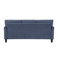 Xumo Sofa, Blue Fabric, 79 Inch, Black Tapered Wood Legs -BM336294
