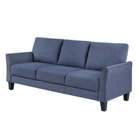 Xumo Sofa, Blue Fabric, 79 Inch, Black Tapered Wood Legs -BM336294