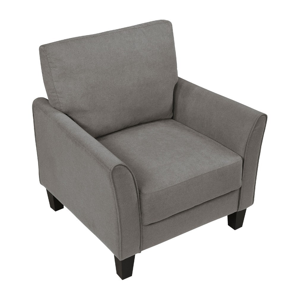 Xumo Sofa Armchair, Taupe Gray 34 Inch, Black Tapered Wood Legs -BM336295