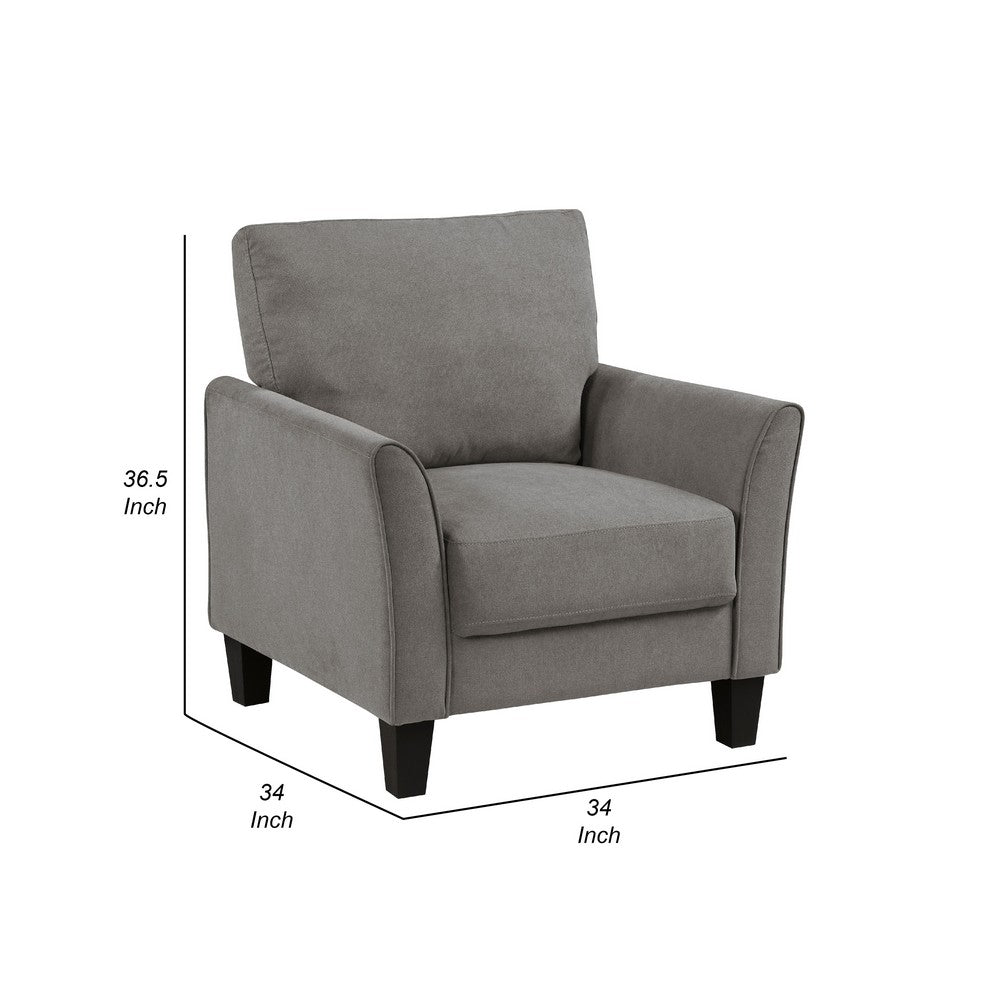 Xumo Sofa Armchair, Taupe Gray 34 Inch, Black Tapered Wood Legs -BM336295