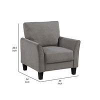 Xumo Sofa Armchair, Taupe Gray 34 Inch, Black Tapered Wood Legs -BM336295