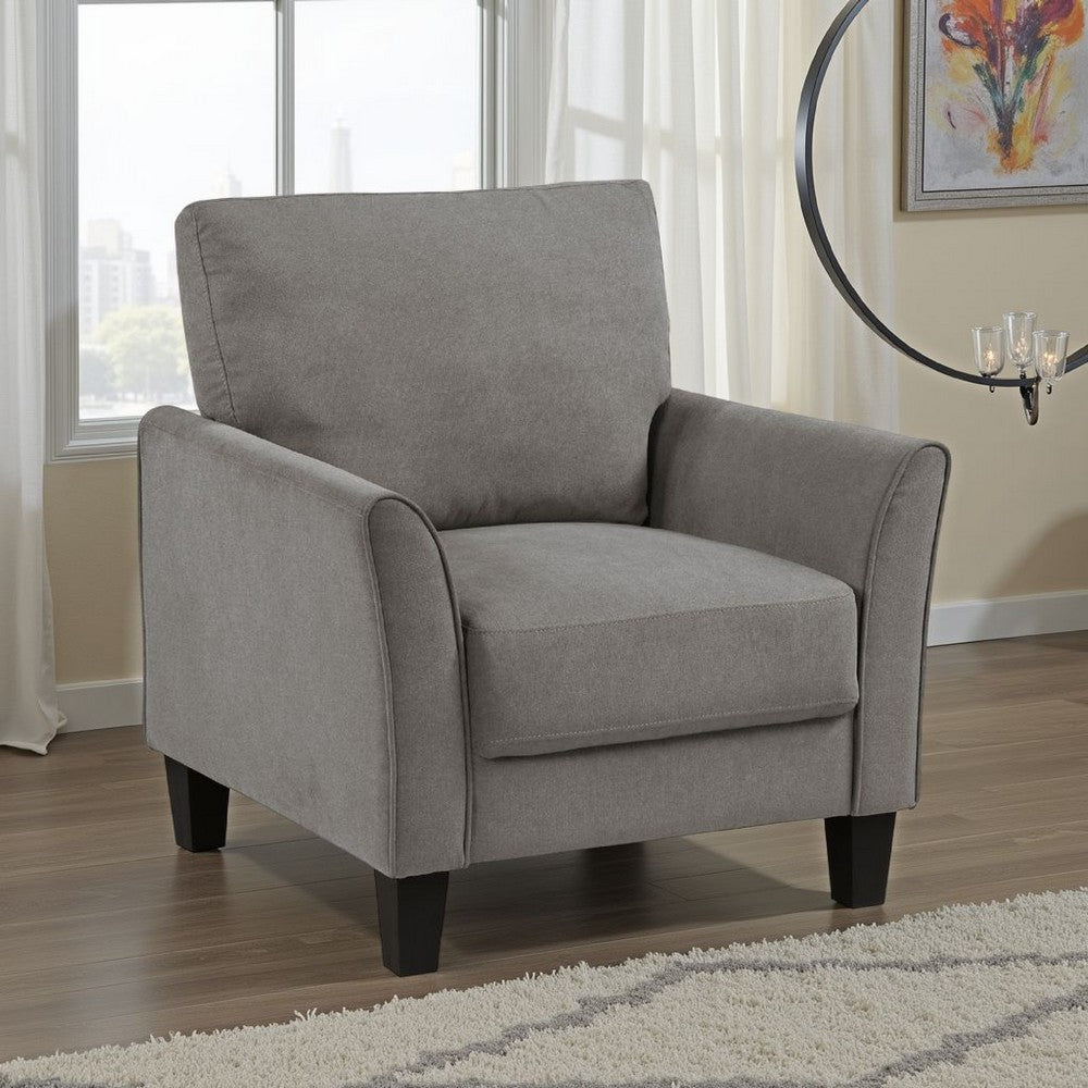 Xumo Sofa Armchair, Taupe Gray 34 Inch, Black Tapered Wood Legs -BM336295