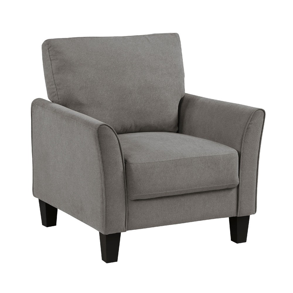 Xumo Sofa Armchair, Taupe Gray 34 Inch, Black Tapered Wood Legs -BM336295