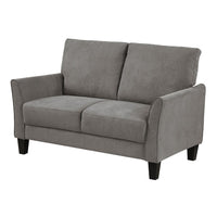 Xumo Loveseat, Taupe Gray Fabric, 56 Inch, Black Tapered Wood Legs -BM336296