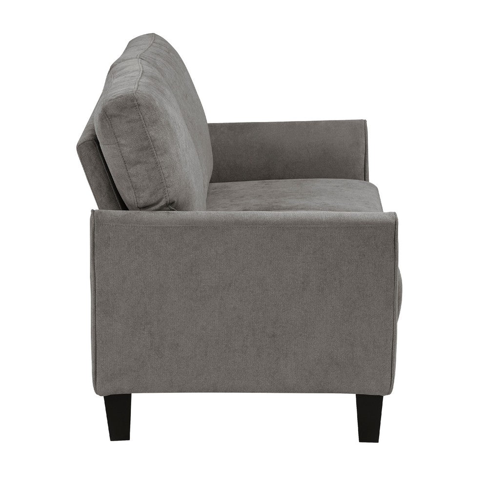 Xumo Loveseat, Taupe Gray Fabric, 56 Inch, Black Tapered Wood Legs -BM336296