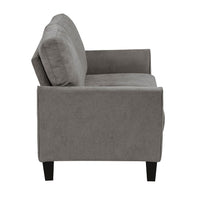 Xumo Loveseat, Taupe Gray Fabric, 56 Inch, Black Tapered Wood Legs -BM336296