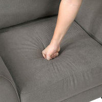 Xumo Loveseat, Taupe Gray Fabric, 56 Inch, Black Tapered Wood Legs -BM336296