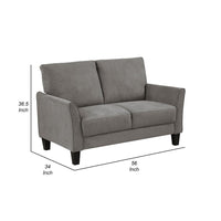 Xumo Loveseat, Taupe Gray Fabric, 56 Inch, Black Tapered Wood Legs -BM336296