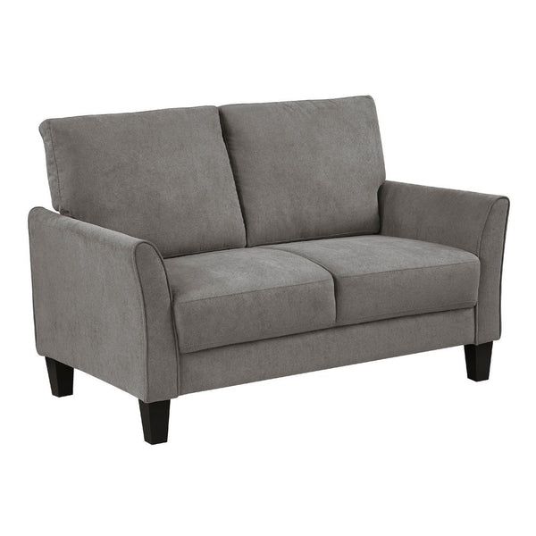 Xumo Loveseat, Taupe Gray Fabric, 56 Inch, Black Tapered Wood Legs -BM336296