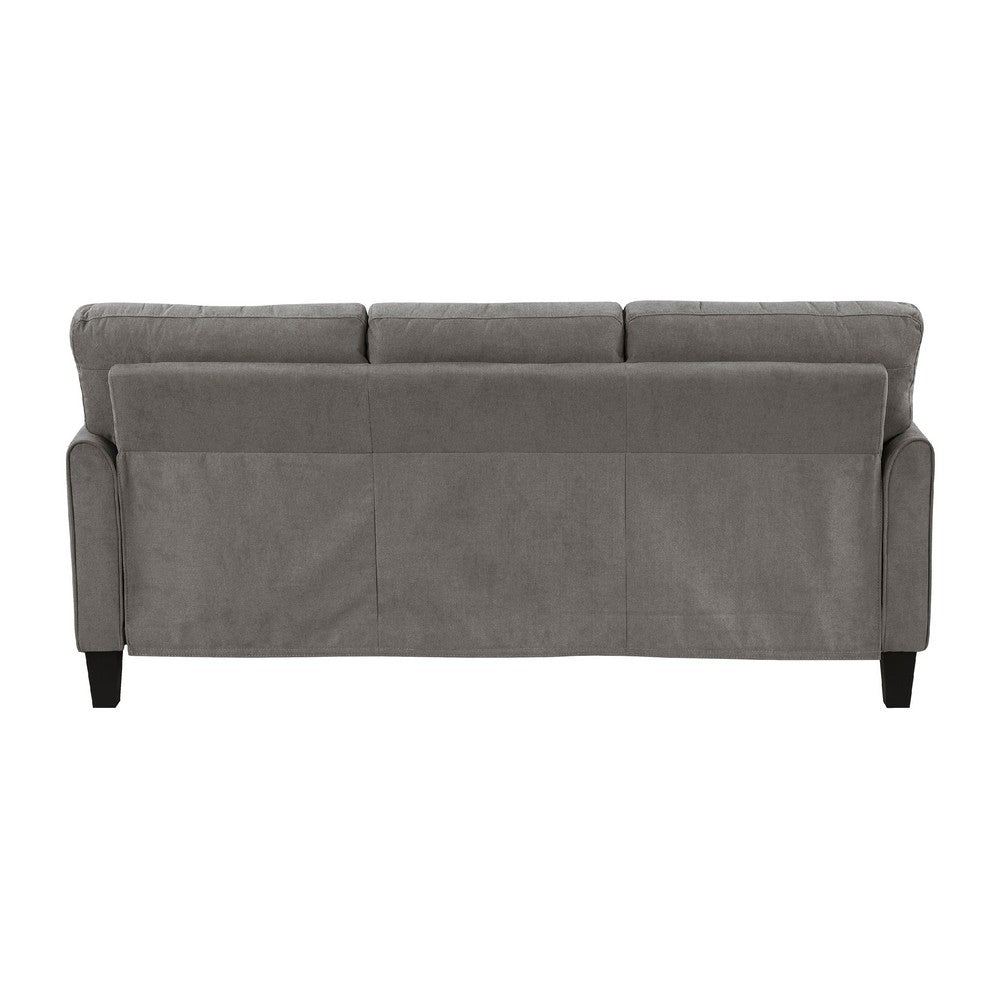 Xumo Sofa, Taupe Gray Fabric, 79 Inch, Black Tapered Wood Legs -BM336297