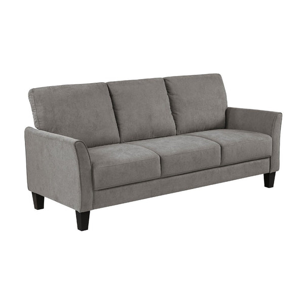 Xumo Sofa, Taupe Gray Fabric, 79 Inch, Black Tapered Wood Legs -BM336297