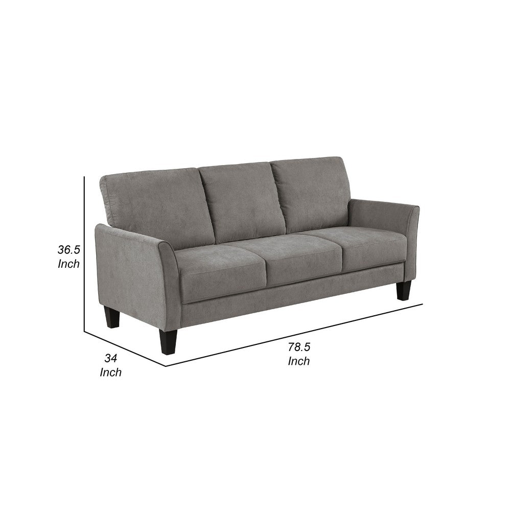 Xumo Sofa, Taupe Gray Fabric, 79 Inch, Black Tapered Wood Legs -BM336297