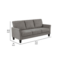Xumo Sofa, Taupe Gray Fabric, 79 Inch, Black Tapered Wood Legs -BM336297