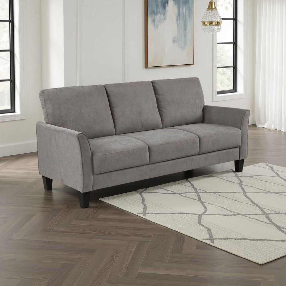 Xumo Sofa, Taupe Gray Fabric, 79 Inch, Black Tapered Wood Legs -BM336297