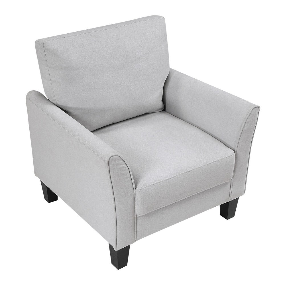 Xumo Sofa Armchair, Light Gray 34 Inch, Black Tapered Wood Legs -BM336298