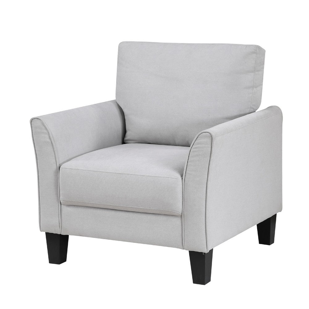 Xumo Sofa Armchair, Light Gray 34 Inch, Black Tapered Wood Legs -BM336298