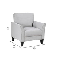 Xumo Sofa Armchair, Light Gray 34 Inch, Black Tapered Wood Legs -BM336298