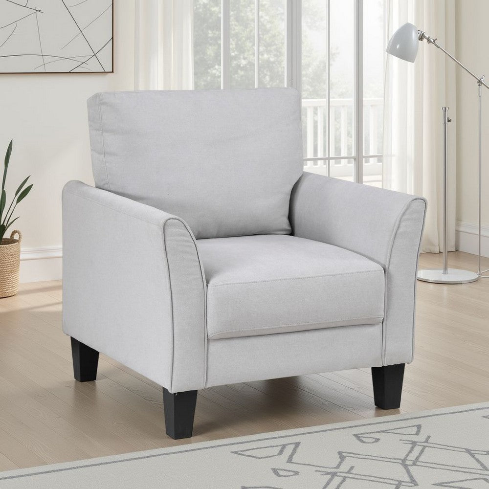Xumo Sofa Armchair, Light Gray 34 Inch, Black Tapered Wood Legs -BM336298