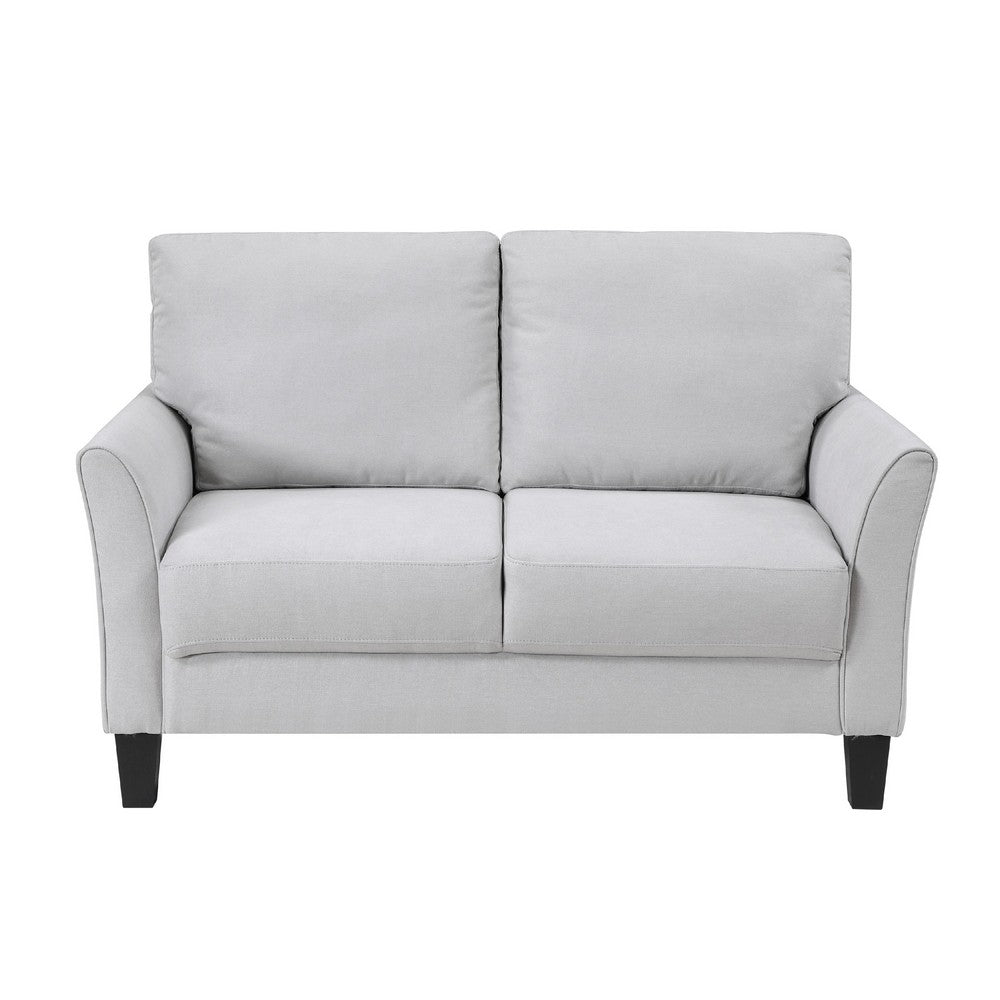 Xumo Loveseat, Light Gray Fabric, 56 Inch, Black Tapered Wood Legs -BM336299