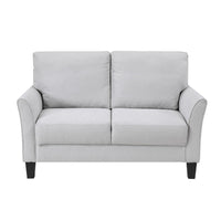 Xumo Loveseat, Light Gray Fabric, 56 Inch, Black Tapered Wood Legs -BM336299