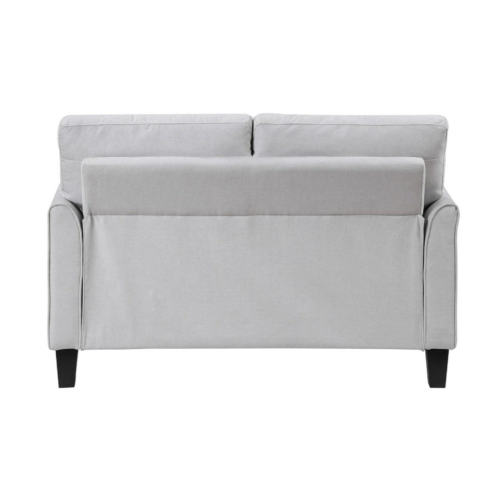 Xumo Loveseat, Light Gray Fabric, 56 Inch, Black Tapered Wood Legs -BM336299