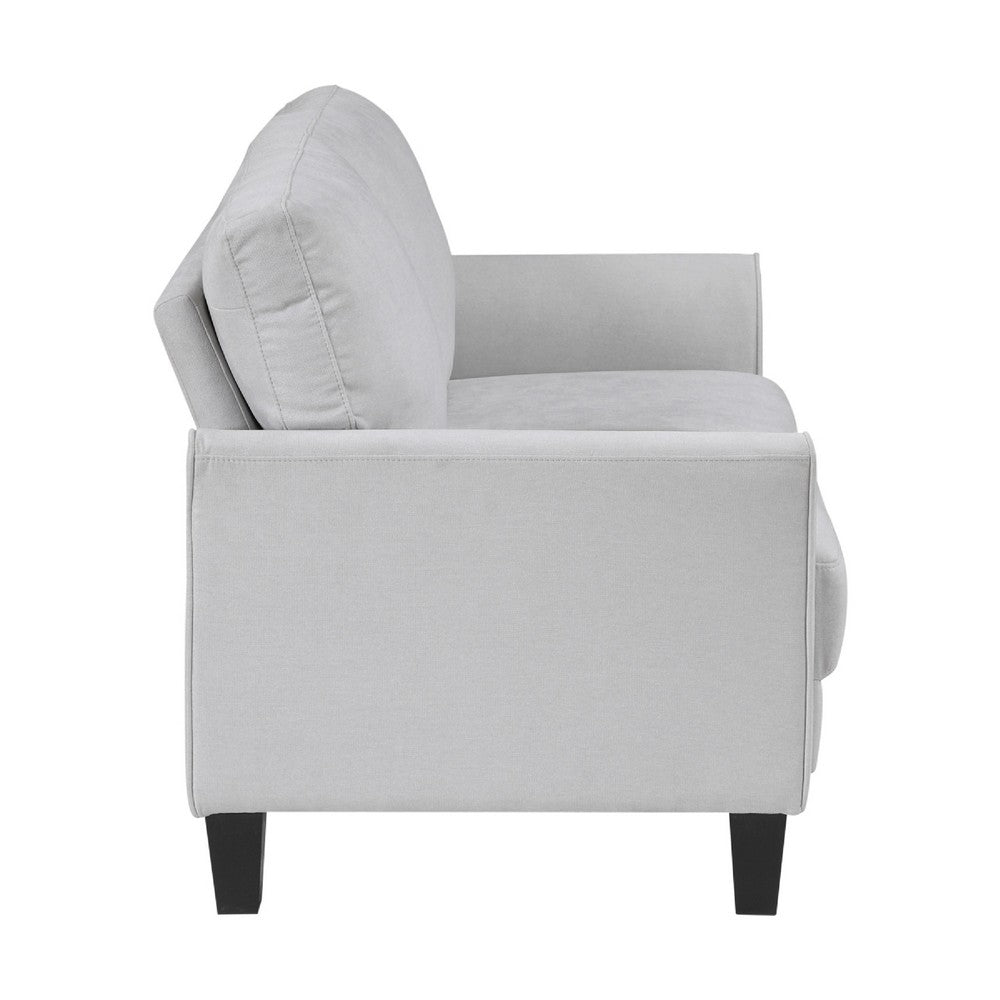Xumo Loveseat, Light Gray Fabric, 56 Inch, Black Tapered Wood Legs -BM336299