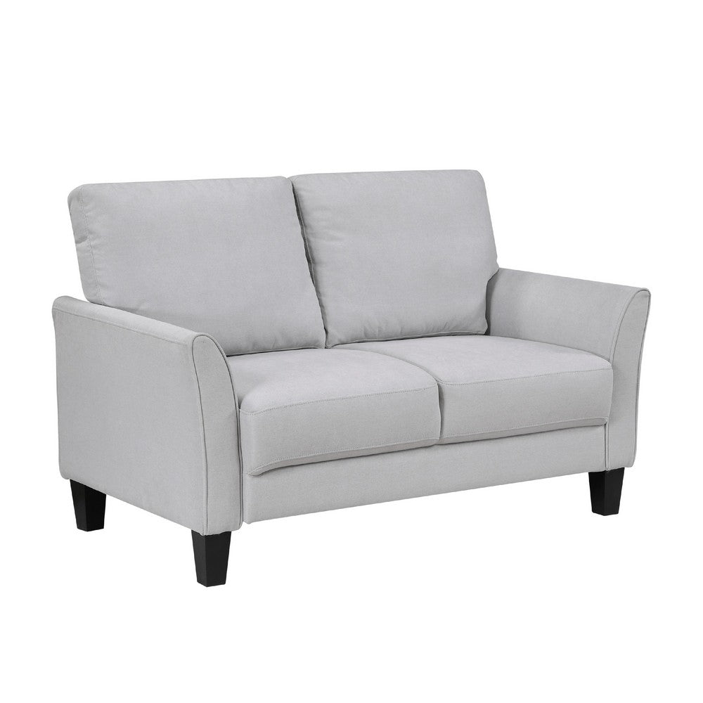 Xumo Loveseat, Light Gray Fabric, 56 Inch, Black Tapered Wood Legs -BM336299