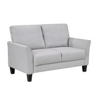 Xumo Loveseat, Light Gray Fabric, 56 Inch, Black Tapered Wood Legs -BM336299