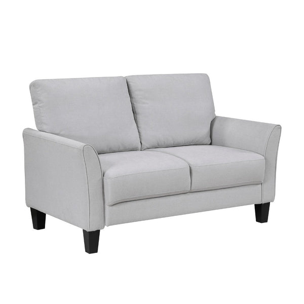 Xumo Loveseat, Light Gray Fabric, 56 Inch, Black Tapered Wood Legs -BM336299