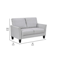 Xumo Loveseat, Light Gray Fabric, 56 Inch, Black Tapered Wood Legs -BM336299