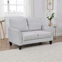 Xumo Loveseat, Light Gray Fabric, 56 Inch, Black Tapered Wood Legs -BM336299