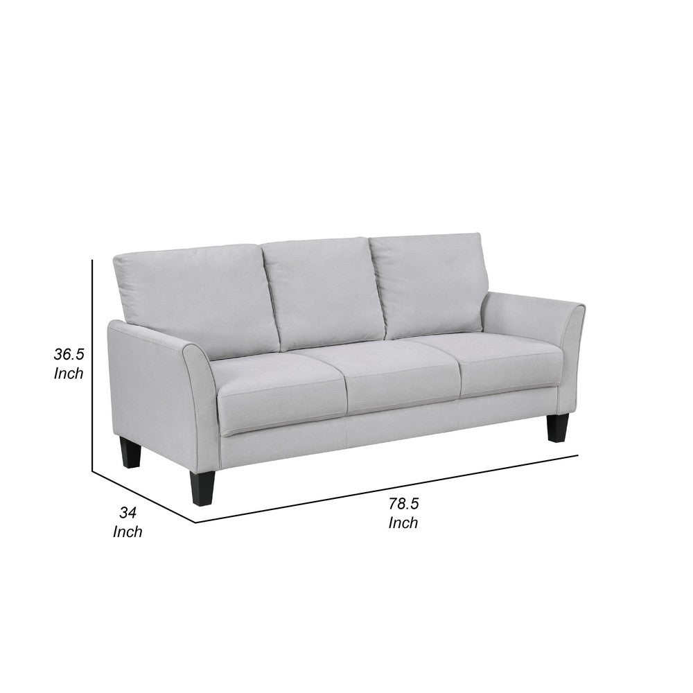 Xumo Sofa, Light Gray Fabric, 79 Inch, Black Tapered Wood Legs -BM336300