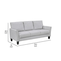 Xumo Sofa, Light Gray Fabric, 79 Inch, Black Tapered Wood Legs -BM336300
