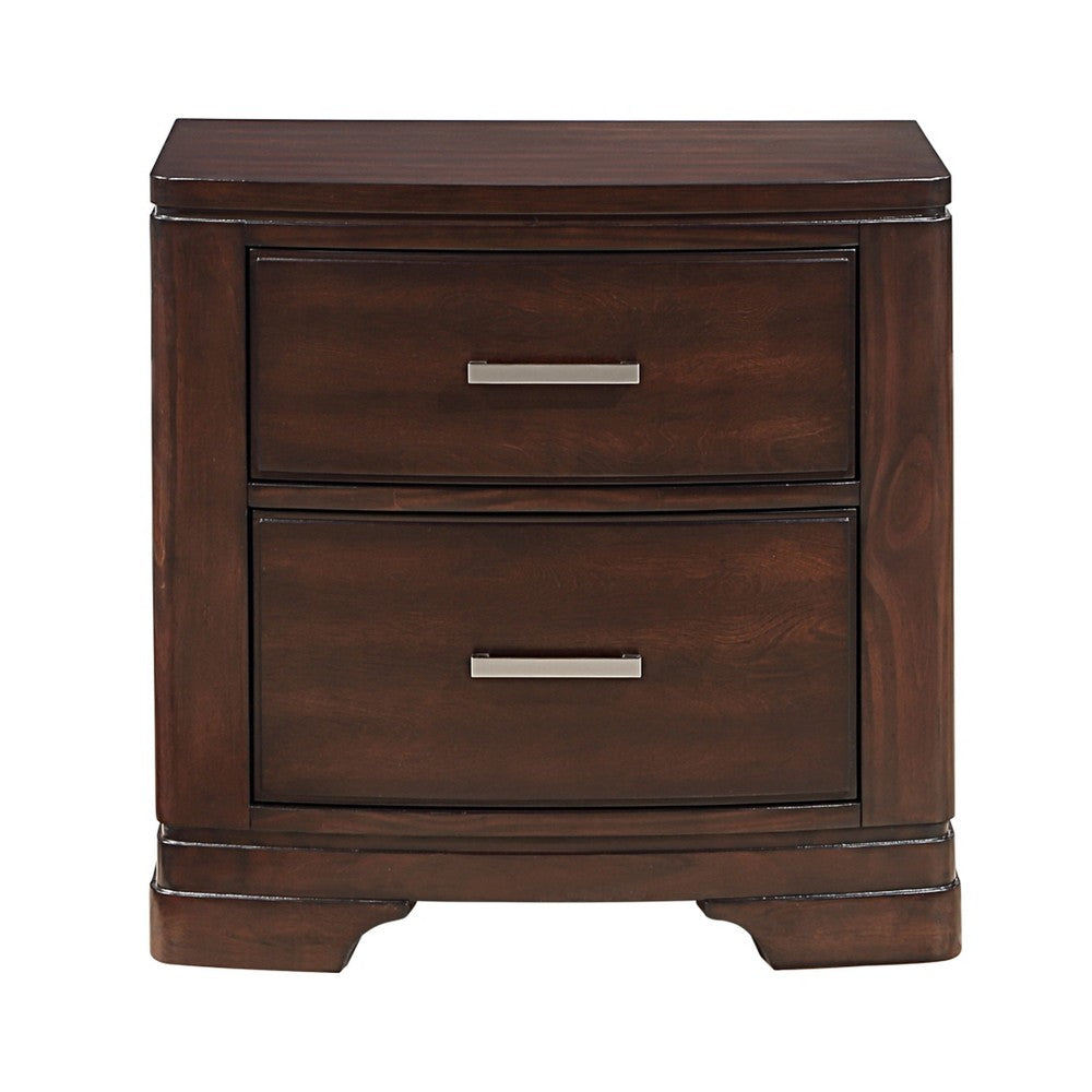 Hudy 2 Drawer Nightstand, 26 Inch, Cherry Brown Birch Veneer -BM336303