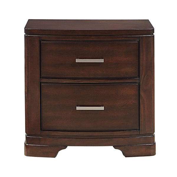 Hudy 2 Drawer Nightstand, 26 Inch, Cherry Brown Birch Veneer -BM336303