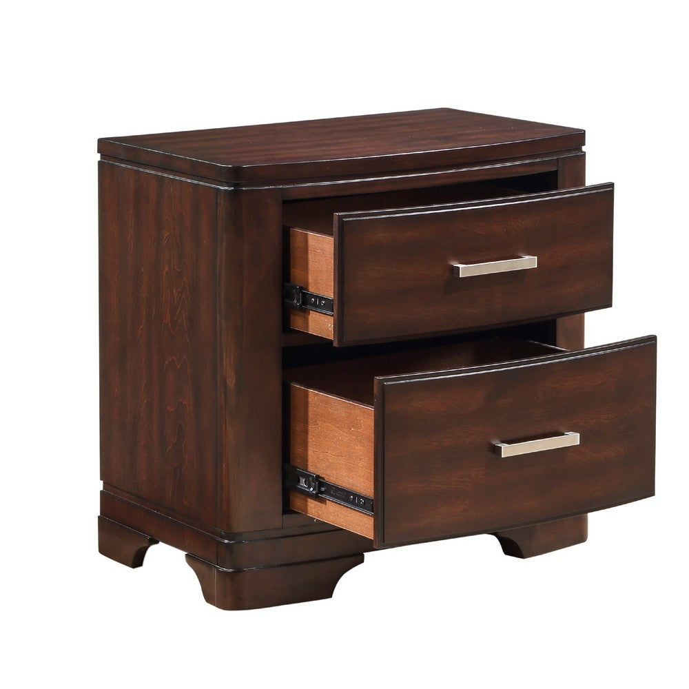 Hudy 2 Drawer Nightstand, 26 Inch, Cherry Brown Birch Veneer -BM336303